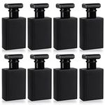 BELLE VOUS 8 Pack of Black Empty Refillable Perfume Spray Bottles - 30ml/1oz Square Glass Atomiser Bottles with Gold Mist Pump - Portable for Travel, Essential Oils, Aftershave & Cologne