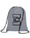 Personalised Initial Name Drawstring Bag Sport School PE Kit Boys Girls Gym Dance Swimming Unisex Bags (DarkGrey)