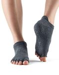 Toesox HT Low Rise Yoga Grip Socks, Charcoal Grey, M