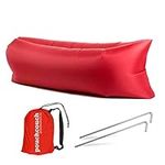 Inflatable Couch Waterproof Lounger Sofa Airbed with Compression Rollup Seal, Carry Bag for Indoor or Outdoor Use (Red)