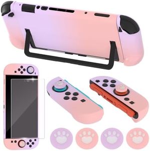 Dockable Case for Nintendo Switch 2 2025,Protective Hard Case Cover for Switch 2 Game Console,Anti-Scratch and Shock-Absorption Design Cover Skin with Screen Protector and 4Pcs Thumb grips