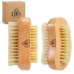 Wooden Nail Cleaning Brush 2 PCS, Fingernail Scrub Brushes to Clean Nails Toenails, Natural Boar Bristle Two-sided Non-slip Hand Foot Nails Scrubber Cleaner Brushes