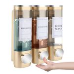 MEKOTRIN Soap Dispenser, 3x300ml Shampoo and Conditioner Dispenser, Shower Soap Dispenser for Bathroom, Kitchen, 5 Colors (Gold)