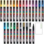 Uni Posca Paint Marker Fine Point (PC-3M) 24 Colors FULL RANGE Bundle Set Mitsubishi Poster Colour ALL COLOR 1.1mm Marking Pen Loconeko Memo pad Set