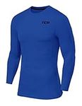 TCA Mens & Boys Pro Performance Compression Shirt Long Sleeve Top Compression Tops for Men Base Layers Men - Dazzling Blue, XL