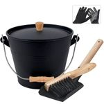 BRIAN & DANY Coal Bucket with Lid, Ash Bucket for fireplaces, 5L Metal Buckets for Hot Ash with Shovel and Hand Broom