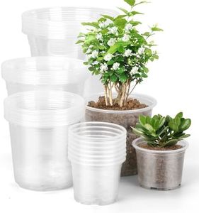OUPSAUI 4/5/6/7 Inch Clear Nursery Pots with Drainage Holes, 28 Pack Nursery Pots Variety Pack, Durable Transparent Plastic Pots for Plants, Seed Starter Pots, Garden Flower Orchid Pots(4+5+6+7 Inch)