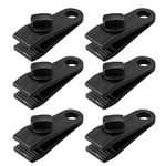 nuoshen 6 Pcs Tarp Clips, Crocodile Mouth Tent Clips Heavy Duty Lock Grip Clamps Plastic Awning Clamp Set Instant Clip Tent Accessories for Camping, Tarps, Caravan, Garden Shade Cloth, Black