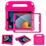 for iPad Air 2 & Air 1st Case for Kids, for iPad 6th/5th Generation Case (9.7-inch, 2018/2017), for iPad Pro 9.7 Case w/Screen Protector & Pencil Holder, Shockproof Handle Stand Cover, HotPink