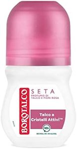 Borotalco, Deodorante Roll On Seta, Formula Senza Alcool e con Talco a Cristalli Attivi, Tripla Protezione Asciutta, Profumo di Talco e Fiori Rosa, 48h di Efficacia - 1 Flacone da 50 ml