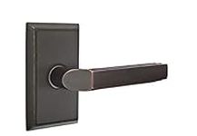 Emtek Passage Set, Rectangular Rosette, Milano Lever, Oil Rubbed Bronze, LH