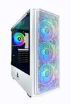 Apevia Predator-WH Mid Tower Gaming Case with 1x Tempered Glass Panel, Top USB3.0/USB2.0/Audio Ports, 4X RGB Fans, White Case