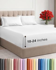 Extra Deep King Sheet Set - 4 Piece Breathable & Cooling Bed Sheets - Easily Fits 18 to 24 inch Mattress - Ultra Soft, Wrinkle & Fade Free w/ Extra Deep Pockets - Comfy Hotel Luxury Bedding - White