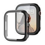 2 Pack Case with Tempered Glass Screen Protector for Apple Watch Series 3/2/1 42mm,JZK Slim Guard Bumper Full Coverage Hard PC Protective Cover HD Ultra-Thin Cover for iWatch 42mm,Black+Black