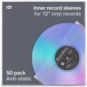Boundless Audio Vinyl Record Sleeves - 50 x Premium Vinyl Inner Sleeves with Anti-Static Rice Paper & HDPE - Archival 3-Layer Record Covers for 12" LPs - Acid-Free Polylined Album Covers for Storage