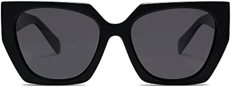 SOJOS Retro Cateye Polarized Oversized Sunglasses Womens Vintage Square Designer Sunnies SJ2205 with Black/Grey