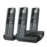 Gigaset FAMILY Plus A Trio - 3 Cordless DECT Phones With Answering Machine - Elegant Design - Best Audio With Handsfree Function - Call Protection - Phone Book With 200 Contacts, Titanium Black