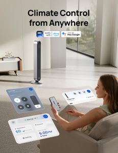 Dreo 42" Tower Fan with Remote – 12-Speed Bladeless Floor Fan, 120° Oscillation, Silent Timer for Bedroom, Home & Office