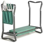 VonHaus Garden Kneeler Seat with Handles and Tool Set – Folding, Lightweight, Portable, 2 in 1 Design Kneeler and Chair – Soft Foam Kneeling Pad for Gardening, Removable Tool Pouch, Strong Steel Frame