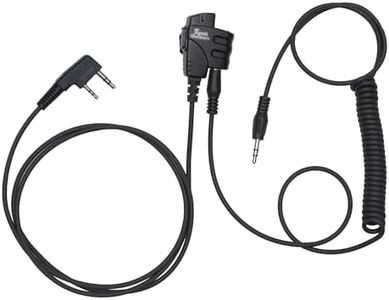 Tigrett Outdoors SMC Push-to-Talk Cable w/ 3.5mm Audio Cable Adapter for Kenwood K1 Radios Including Baofeng UV5R - PTT for Electronic Earmuffs - Hands-Free Radio Listening (with Clip)
