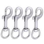 AOWISH 4-Pack 3-1/8'' Swivel Eye Trigger Bolt Snap Hooks Marine Grade 316 Stainless Steel Single Ended Flagpole Snap Clips for Scuba Diving/Pet Leash/Camera Strap/Keychain/Tarp Covers/Clothesline&More