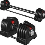 Yaheetech Adjustable Dumbbell Set 2 in 1 Dumbbell Weight Set 40KG Adjustable Dumbbell Weights Used as Barbell, Free Weights for Men/Women, Home Gym Strength Training Equipment