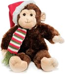 Bearington Nicky The Monkey Christmas Plush, 15 Inch Christmas Plushies Monkey Stuffed Animal, Ideal Holiday Plush Gift for Toddlers, Kids & Teens