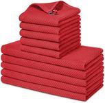 Homaxy 100% Cotton Kitchen Towels and Dishcloths Set, 12 x 12 Inches and 13 x 28 Inches, Set of 10 Bulk Kitchen Towels Set, Ultra Soft Absorbent Dish Towels for Washing Dishes, Red