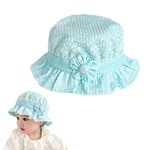 SNOWIE SOFT Cotton Baby Hats For Girls, Sun Hats For Baby Toddler Girls, Windproof Summer Hat With Chin Strap Bucket Hat Cute Daisy Bucket Hat Travel Sun Hat For Baby 3-12 Month, Blue