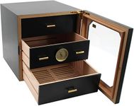 adorini Humidor Chianti Medium Cigar Cabinet, Spanish Cedar - with Built-in Hair Hygrometer, Black