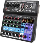 USB Audio Mixer, A6 6CH Protable Mini Mixer Audio Console with Sound Card USB Recording Singing Webcast Party Mixer