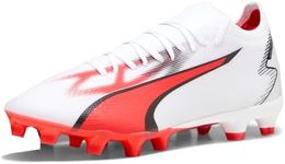 PUMA Men's Ultra Match Fg Soccer Shoes, Puma White/Puma Black/Fire Orchid, 13