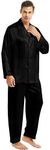 LONXU Mens Silk Satin Pajamas Set S