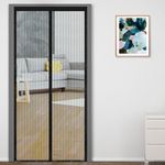 Classic Mosquito Net for Door Polyester Magnetic Curtain Auto Closing Insect Screen for All Door Types with Self Adhesive Hook Tape(210X105cm,Black)