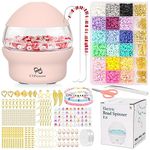 PP OPOUNT Pink Electric Bead Spinner with 3960 PCS Clay Beads, Bead Spinner for Clay Beads, Fast Beading Clay Bead Spinner for DIY Jewelry Making, Bracelets, Necklaces (Patent)