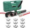Growlush Hydraulic Crimping Tool, 2/0 Battery Cable Crimper, 10T Hydraulic Crimper for US AWG Size 12-2/0 Gauge Stranded (9 Sets of US Standard Crimping Dies: 12, 10, 8, 6, 4, 2, 1, 0, and 00AWG)