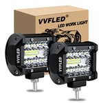 VVFLED LED Pod Lights, 2 Pack 4 Inch 120W 12000LM Triple Row Off Road Driving LED Spot Lights 4x4, IP67 Waterproof Flood Spot Combo LED Work Light for Tractor Truck Pickup Jeep SUV 4WD 12V 24V