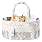 Luxury Little Baby Diaper Caddy Organizer - Rope Nursery Storage Bin for Boys and Girls - Large Tote Bag & Car Organizer with Removable Inserts - Baby Basket - Newborn Registry Must Haves