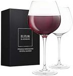 ELIXIR GLASSWARE Red Wine Glasses – Large Wine Glasses, Hand Blown – Set of 2 Long Stem Wine Glasses, Premium Crystal – Gift for Wine Tasting, Wedding, Anniversary, Christmas – 22 oz, Clear