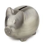 Elegance 80035 Piggy Bank Pewter Finish Plain Silver, Multi Color