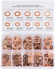 Copper Flat Washers Assortment Kit, 200 Pcs Metric Copper Sealing Washers Assortment Set, 9 Sizes, M5/M6/M8/M10/M12/M14