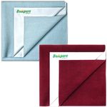 Bumpers Anti-Piling Fleece Extra Absorbent Instant Dry Sheet for Baby, Baby Bed Protector, Waterproof Sheet,Quick dry sheet for baby Small Size 50x70cm(Small Combo (70 x 50 cm), Sea Blue+Maroon)