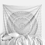 Popular Handicrafts Tapestry Wall Hanging Hippie Ombre Mandala Bohemian Hippy Metallic Shine Intricate Indian Tapestries Bedspread 54 x 82 Inches (140cm x 210cm) Silver