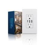 TOPELER USB Wall Outlets, 3-Port USB C Outlet Receptacles, 30W 6.0A USB Electrical Outlet, 15 Amp Tamper-Resistant Outlet with USB C Ports, UL & FCC Listed, Screwless Wall Plate Included, White