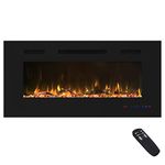 Valuxhome Electric Fireplace, 36 Inch Recessed and Wall Mounted Fireplaces for Living Room with Remote, 13 Fuel Bed x 13 Flame Colors, Crystal and Logset, Touch Screen, 1500W/750W, Black