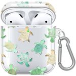 Sangkoo AirPod Case Cover, Soft Silicone Shockproof Protective Skin with Keychain for Apple AirPods 2nd 1st Generation Charging Case, Cute Sea Turtle AirPod Case for AirPod 2/1, Front LED Visible