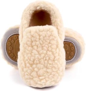 SEAUR Baby Crawling Shoes Lined Winter Baby Shoes First Walking Shoes 0-18 Months Toddler Trainers Fleece Plush Lining Trainers Winter Shoes, beige, 0-6 Monate