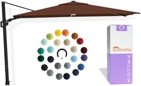 Midtown Umbrellas 9x9 Ft Outdoor Cantilever Patio Umbrella w/Sunbrella Aruba - Tilt 360° Rotate Offset Patio Umbrella, Deck Patio Umbrella, Backyard Umbrella & Garden Umbrella - Black Frame