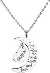 HOFOYAI Love You to the Moon and back Daughter Charm Pendant Necklace Gifts for Daughter form Dad Mom,Birthday Christmas Gift for Daughter,Present for Teen Girl.