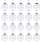 20PCS DIY Plastic Fillable Clear Ornament Balls with Removable Silver Metal Caps, Christmas Ornaments Ball for Christmas Weddings Parties Home Decoration(2.36 inch)